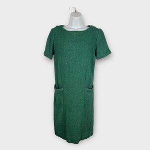Vintage Handmade 1950s Green Tweed Mod Dress Womens 8 S/M Retro